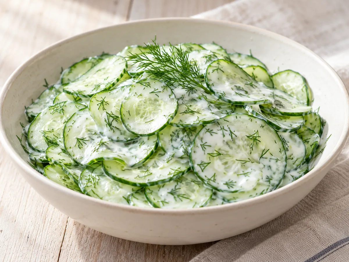 Cucumber salad with yogurt and dill