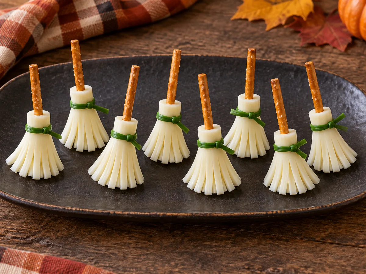 Halloween cheese broomsticks