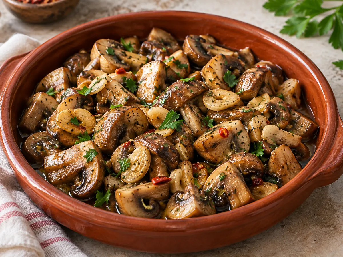 Spanish garlic mushrooms (Champiรฑones al ajillo)