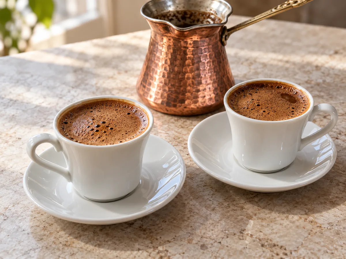 Unsweetened Turkish coffee (Tรผrk kahvesi)